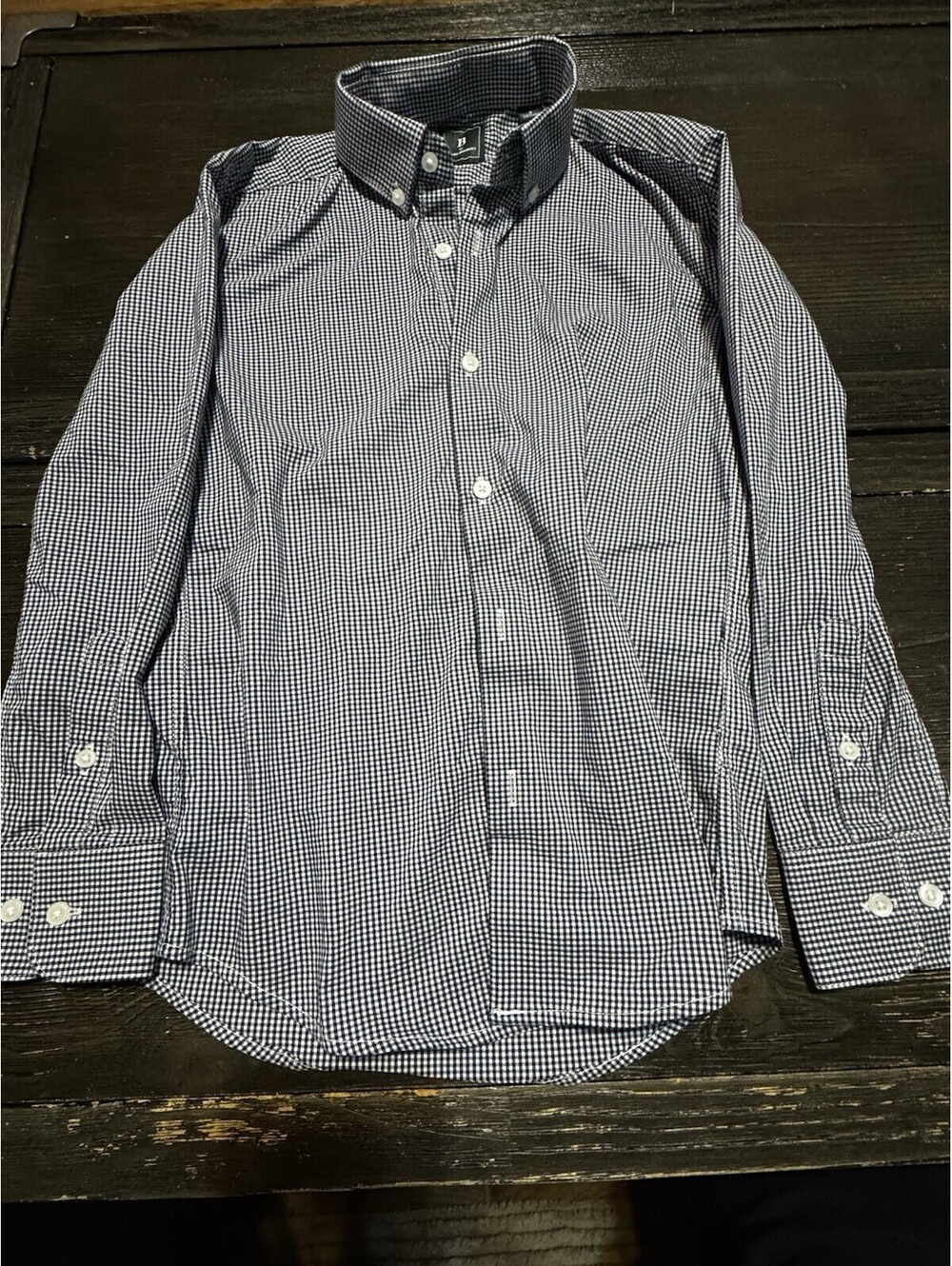 Brooks Brothers Boys Size 8 Blue Gingham Button Down Dress Shirt Stretch